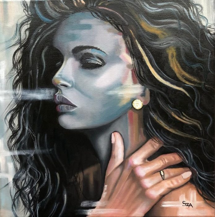 Szőnyi Andi festmények, alkotások, akvarell, olaj képek, absztrakt, gésák, virágok, dívák, nappaliba és hálószobába