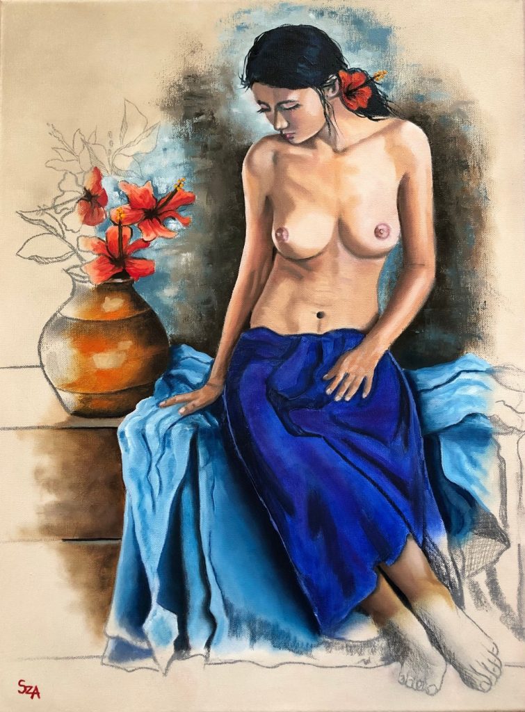 Szőnyi Andi festmények, alkotások, akvarell, olaj képek, absztrakt, gésák, virágok, dívák, nappaliba és hálószobába